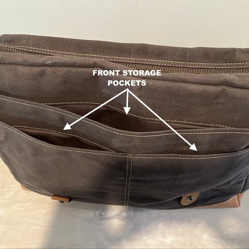 Mark & Graham Beckett Waxed Canvas & Leather Messenger Bag NWOT